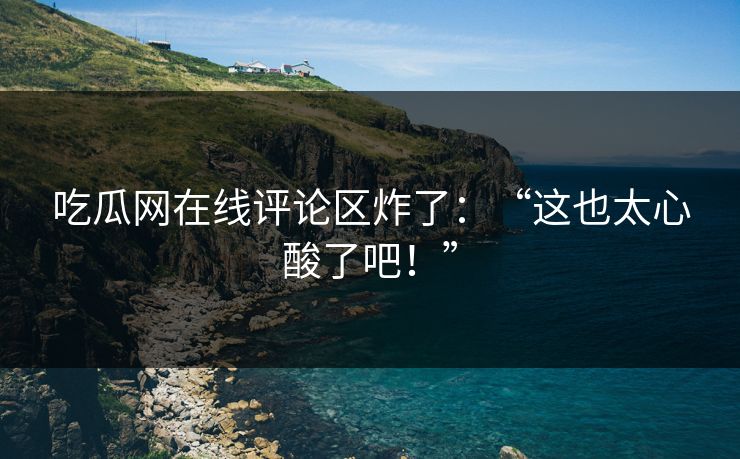 吃瓜网在线评论区炸了：“这也太心酸了吧！”