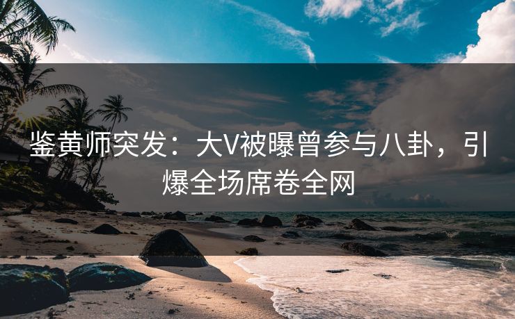 鉴黄师突发：大V被曝曾参与八卦，引爆全场席卷全网
