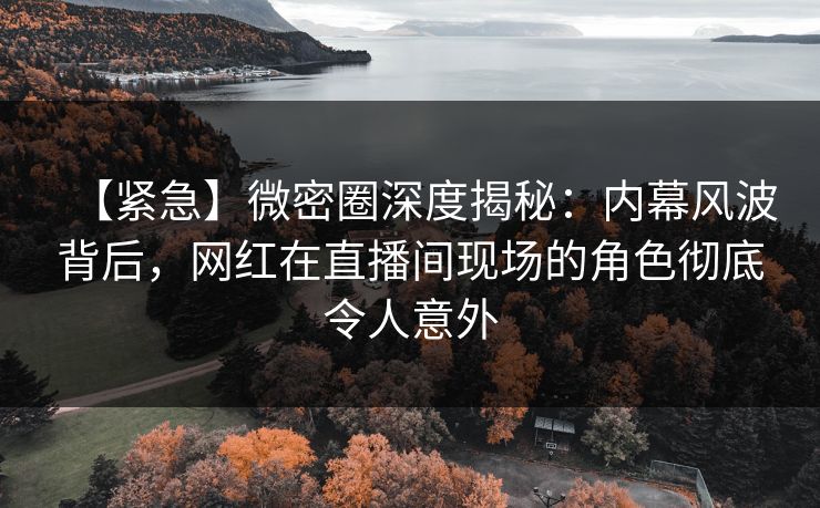 【紧急】微密圈深度揭秘：内幕风波背后，网红在直播间现场的角色彻底令人意外