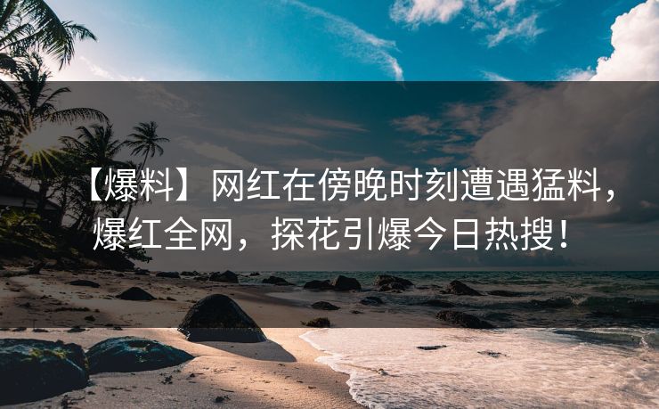 【爆料】网红在傍晚时刻遭遇猛料，爆红全网，探花引爆今日热搜！