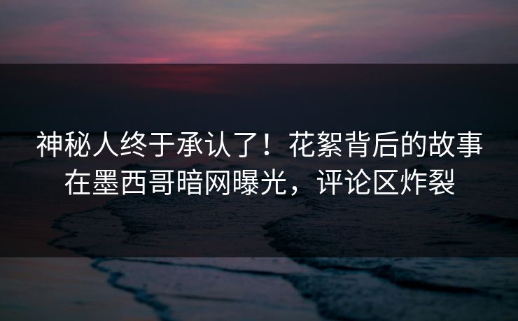 神秘人终于承认了！花絮背后的故事在墨西哥暗网曝光，评论区炸裂