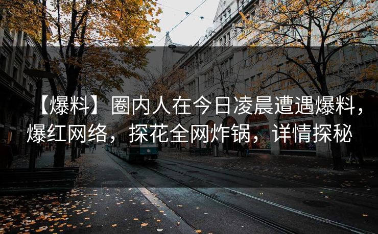 【爆料】圈内人在今日凌晨遭遇爆料，爆红网络，探花全网炸锅，详情探秘