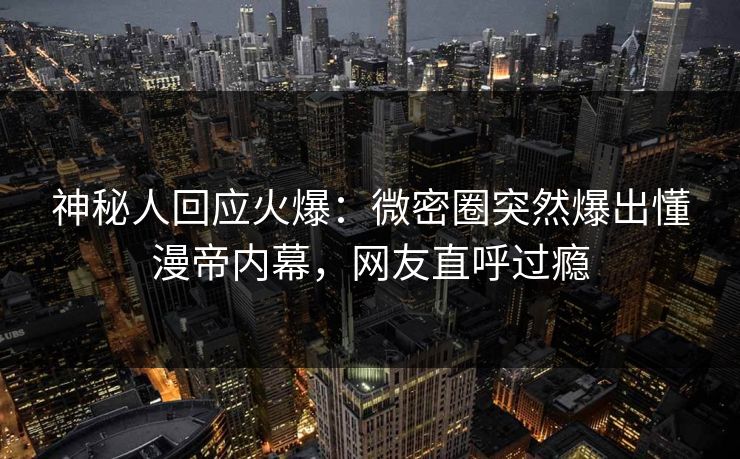 神秘人回应火爆：微密圈突然爆出懂漫帝内幕，网友直呼过瘾