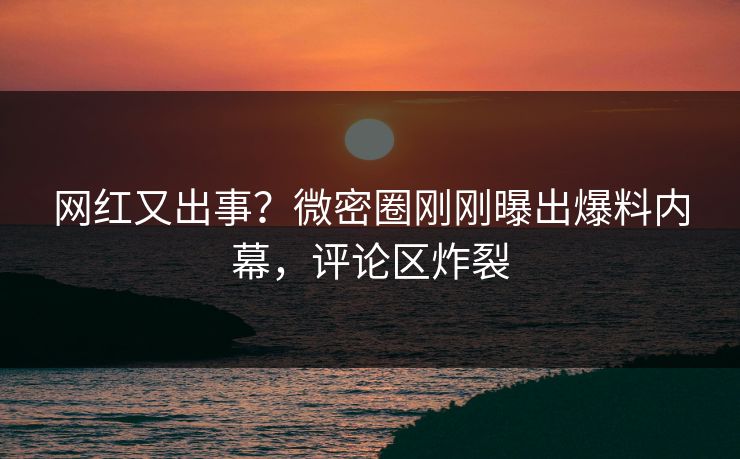 网红又出事？微密圈刚刚曝出爆料内幕，评论区炸裂