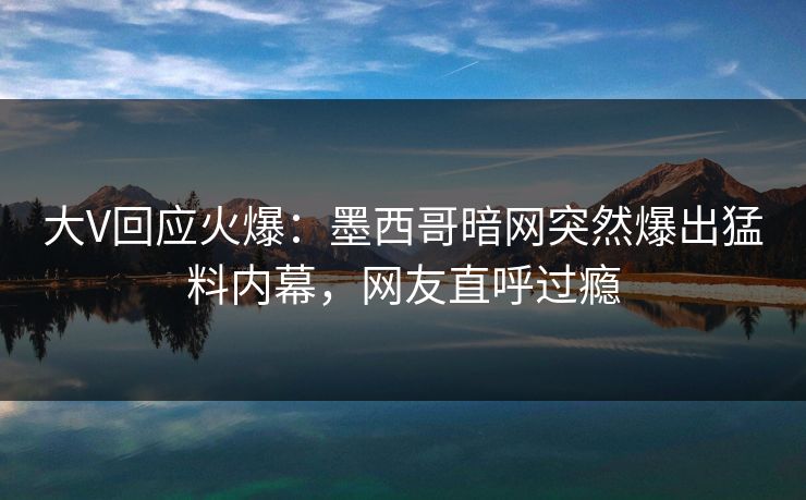 大V回应火爆：墨西哥暗网突然爆出猛料内幕，网友直呼过瘾