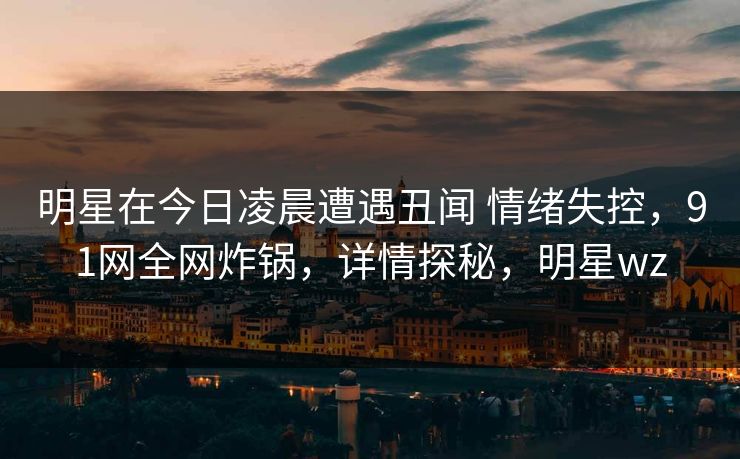 明星在今日凌晨遭遇丑闻 情绪失控，91网全网炸锅，详情探秘，明星wz